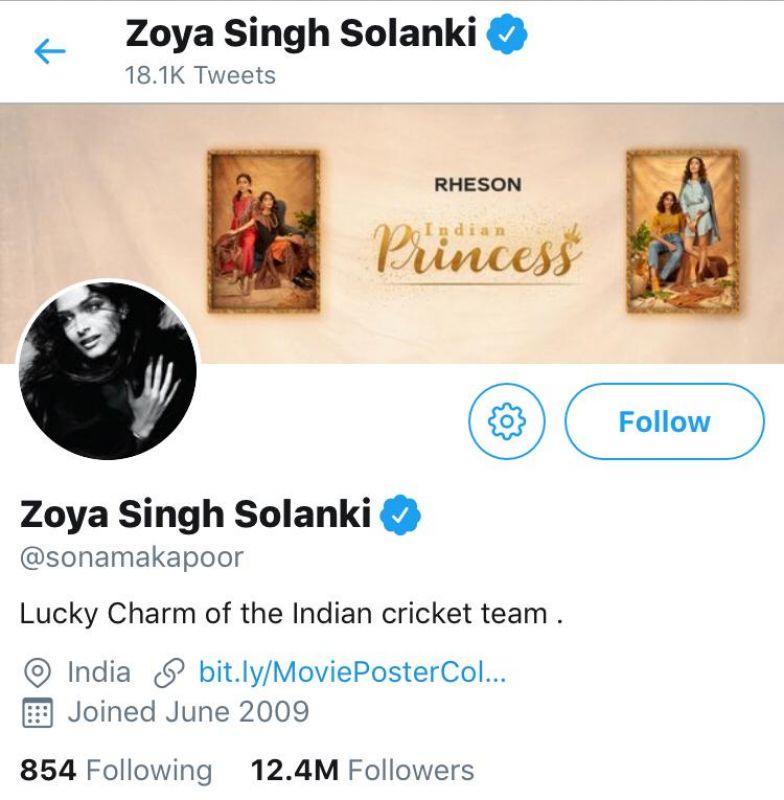 Sonam Kapoor's Twitter account