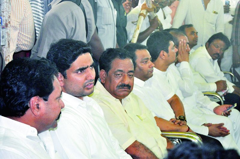AP ministers and leaders at the funeral of Nishit in Nellore on Thursday.