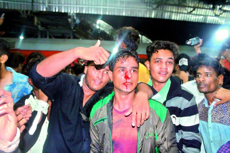 An injured man at the Vadodara railway platform