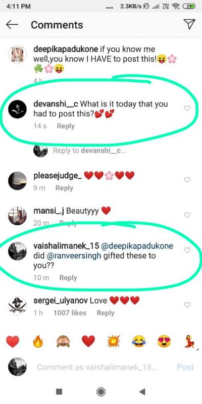 Comments on Deepika Padukone's Instagram post. (Photo: Instagram)