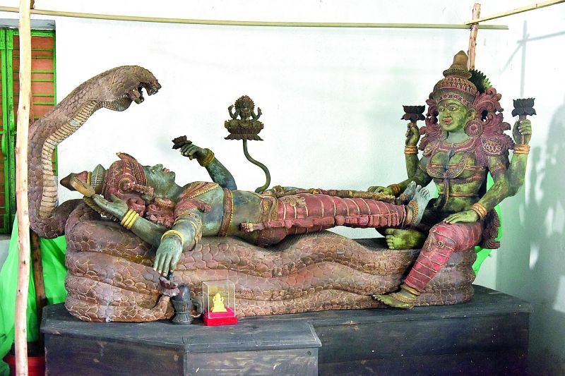 The 125-year-old Anantha Padmanabha Swamy statue around which Praveen is building a temple.