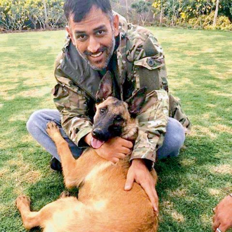 M.S. Dhoni often shares photos with his dog Sam.