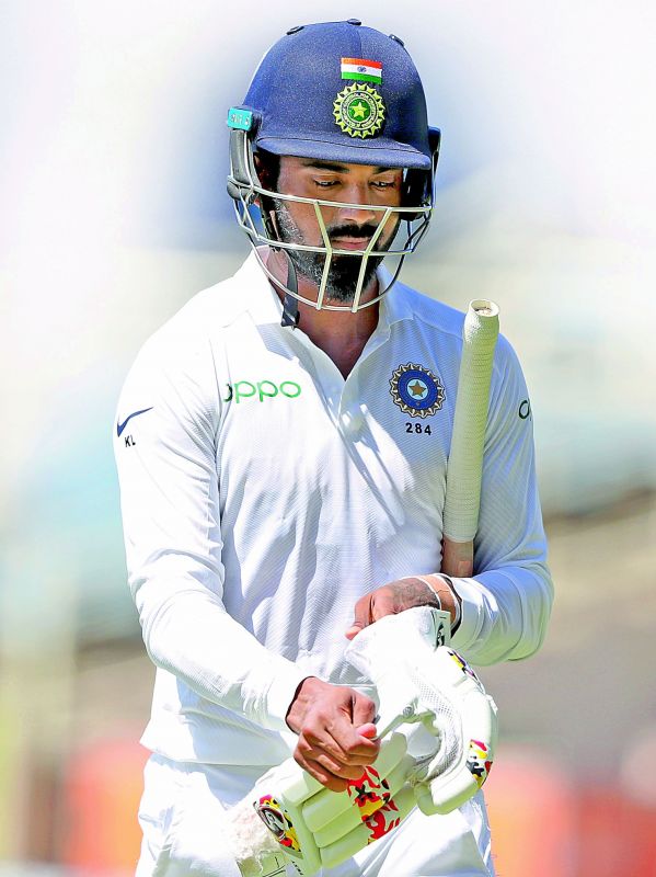 K. L. Rahul walks back to the pavilion after being dismissed for 13. (Photo: AP)