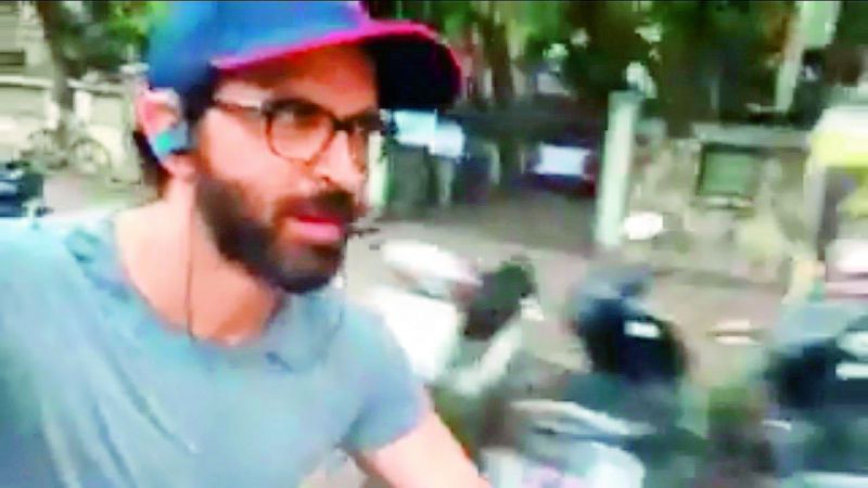 Hrithik shot his fitness video cycling without a helmet.