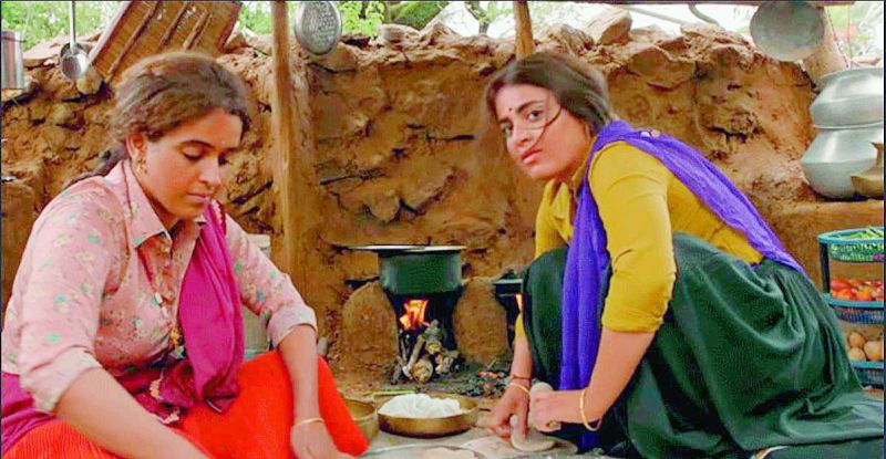 Radhika Madan and Sanya Malhotra as squabbling sisters in the recently released movie Patakha