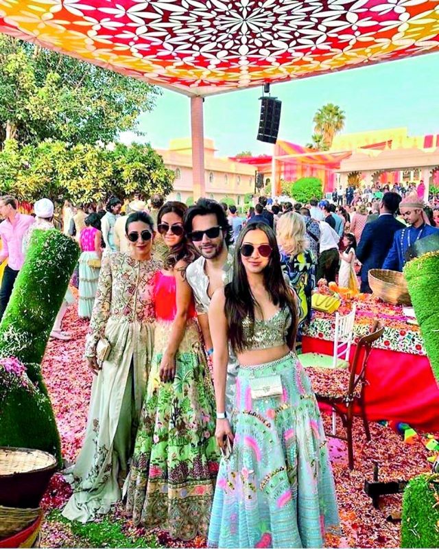 Karisma Kapoor, Varun Dhawan and Kiara Advani with a guest.