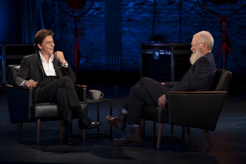 SRK with David Letterman on the show.