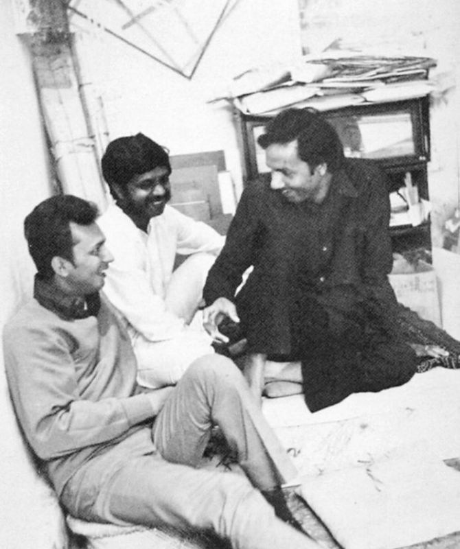 Surya Prakash with Laxma Goud and Davraj, clicked during their garage' days. 