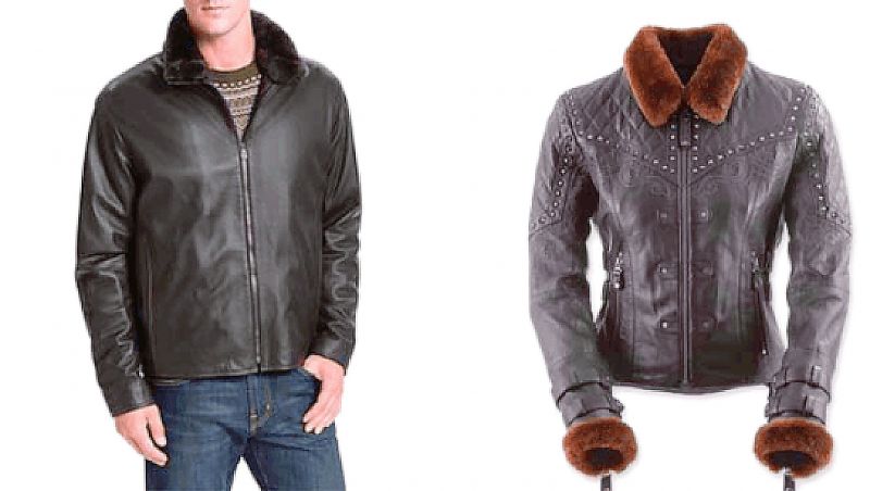 Beaver-Trimmed Leather Jacket 