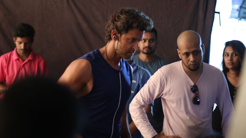 Hrithik during the shoot of the fitness video