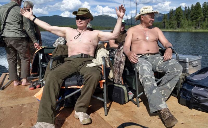 Vladimir Putin and Russian Defence Minister Sergei Shoigu at the remote Tuva region in Siberia. (Photo: AFP)
