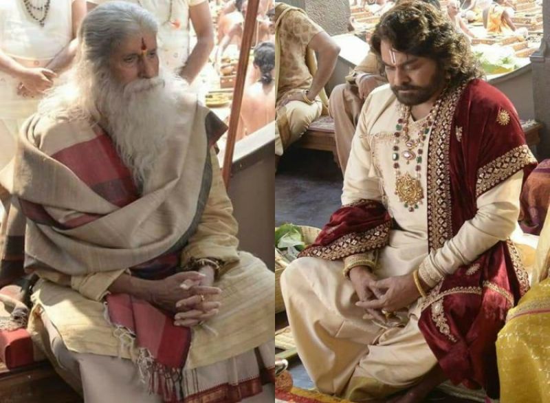 Amitabh Bachchan and Chiranjeevi in Sye Raa Narasimha Reddy.