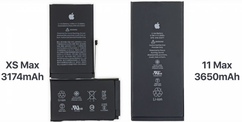 iPhone 11 logic board and battery