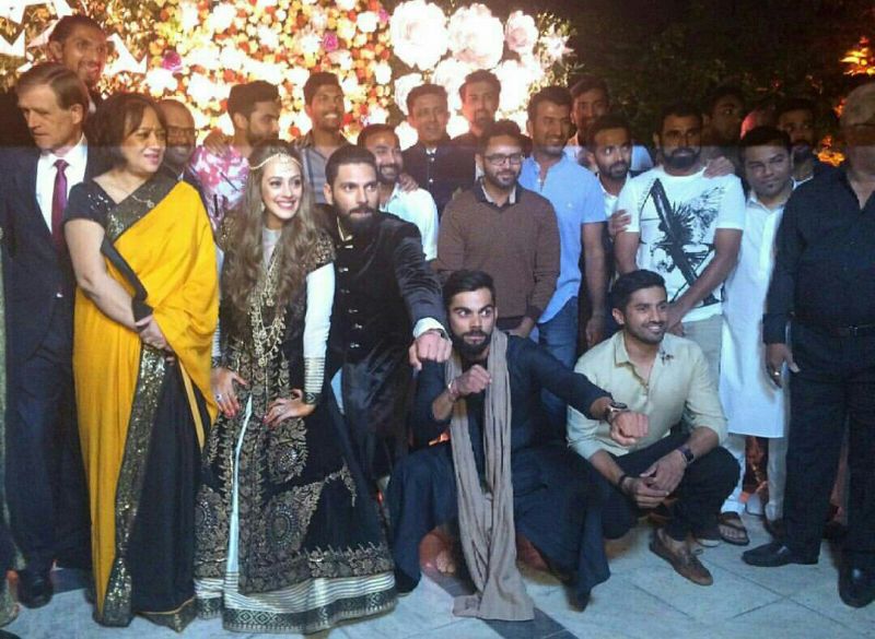Virat Kohli and Co attended the pre-wedding ceremony of Yuvraj Singh and Hazel Keech in Mohali on Tuesday. (Photo: ViratFanTeam Twitter)