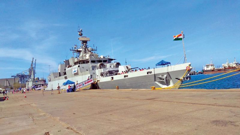 The Indian Navy warship docked at Chennai port remains a cynosure of all eyes. (Photo:DC)
