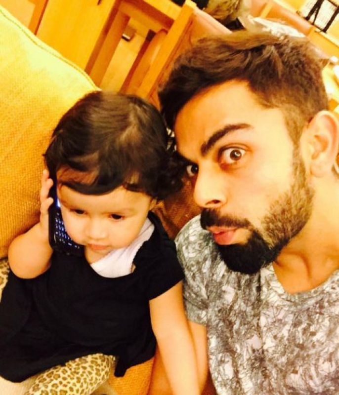 Virat Kohli took a selfie with Mahendra Singh Dhoni's daughter Zeeva during the 2016 ICC World T20. (Photo: Virat Kohli/ Instagram)