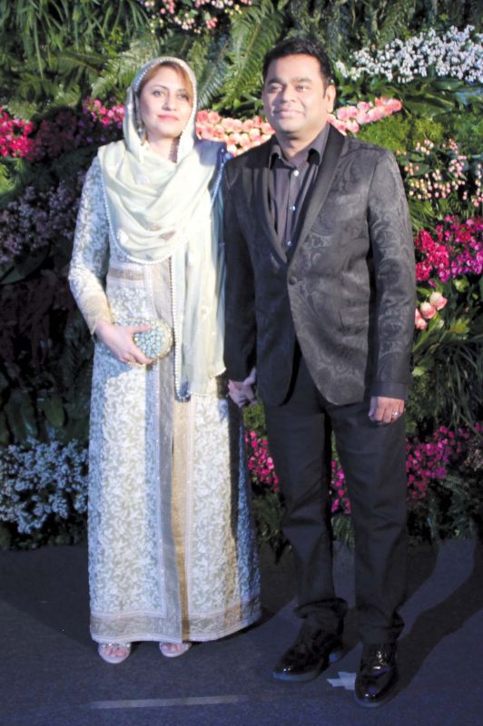  A.R. Rahman, who flew in from Chennai, made a rare appearance with his wife. 