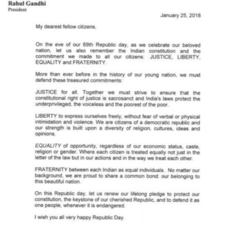 Congress president Rahul Gandhi's open letter. (Photo: Twitter | @OfficeOfRG)