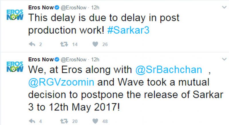 Curse of April 7? After Jagga Jasoos, now Sarkar 3 almost postponed