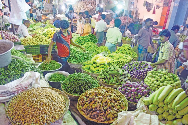 Brisk sales take place in Koyambedu market complex.