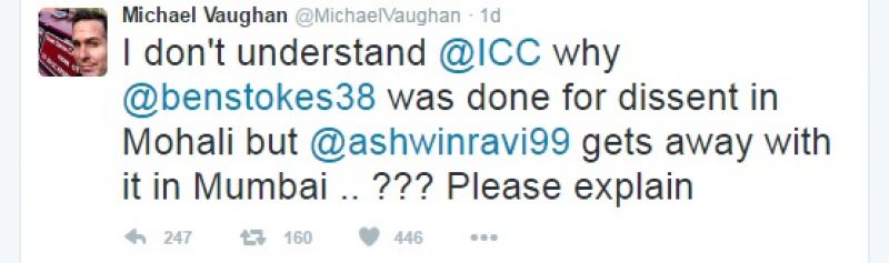 Michael Vaughan's tweet questioning ICC. (Photo: Michael Vaughan Tweet)