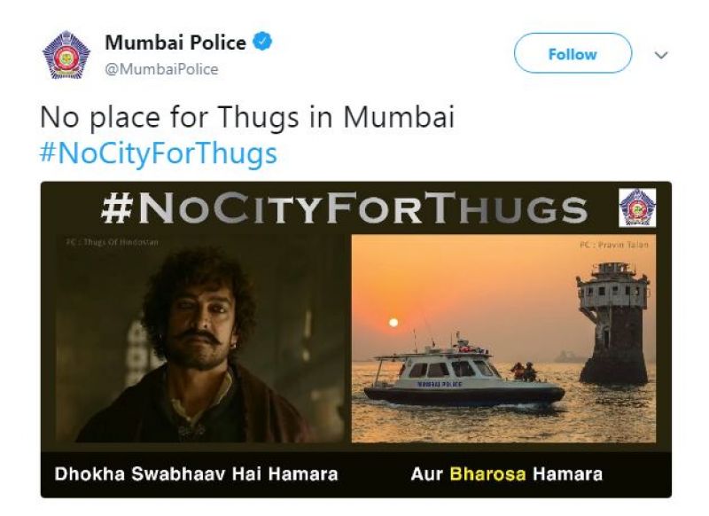 Mumbai Police 'attacks' Thugs of Hindostan on Twitter this time, also read best ones
