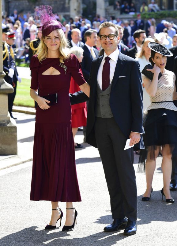 Gabriel Macht and wife Jacinda Barrett arrive for the wedding ceremony of Prince Harry and Meghan Markle at St. George's Chapel in Windsor Castle. (Photos: AP)