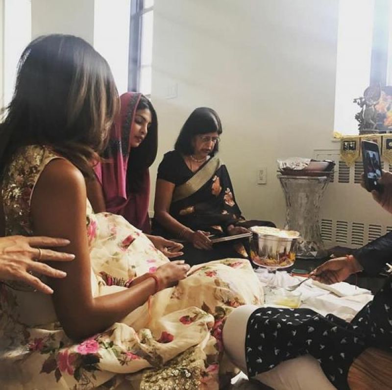 Priyanka doing Diwali pooja at her NYC home.