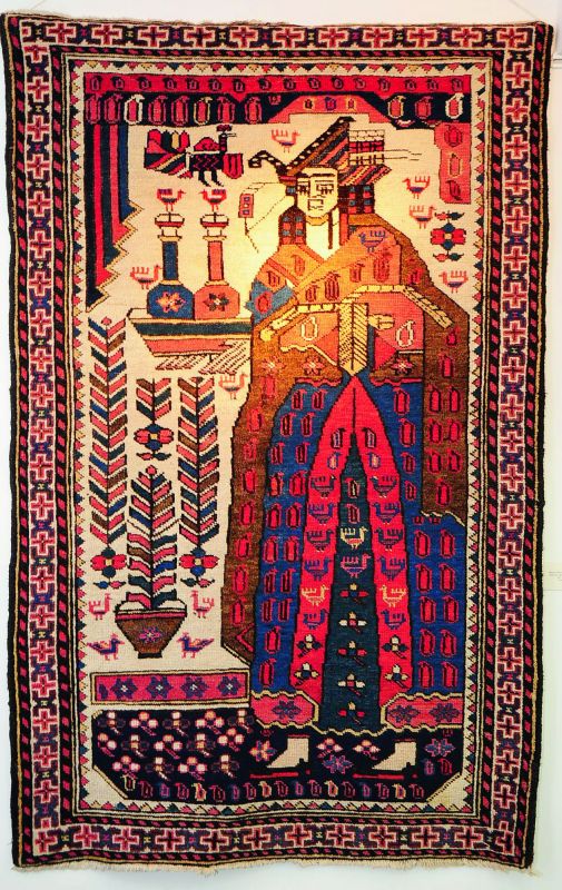 Rare buy: A vibrant portrait rug on display