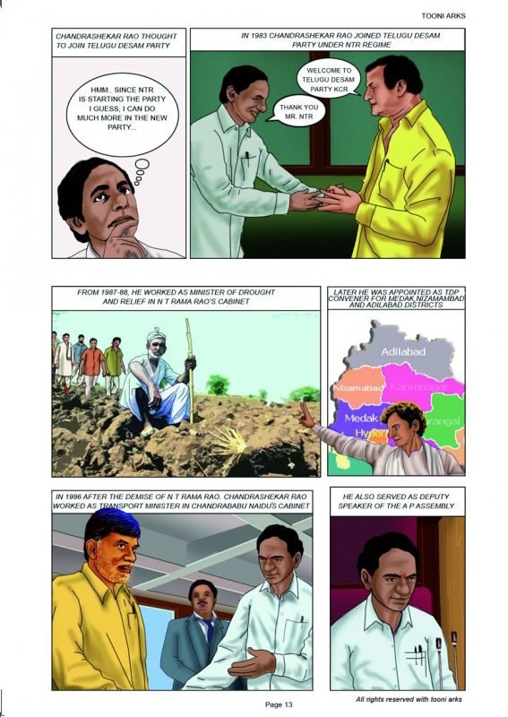 A part of the comic strip based on Chief Minister K. Chandrasekhar Rao