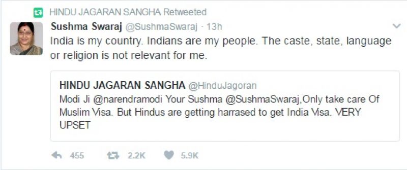 Sushma Swaraj tweet