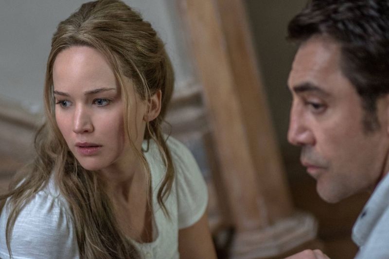 Jennifer Lawrenece and Javier Bardem in the still from Mother!