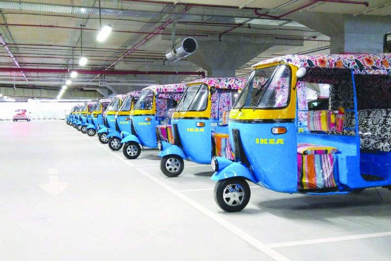 Autos painted with Ikeaâ€™s signature colours blue and yellow 