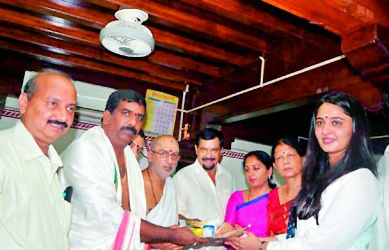 Actor Anushka Shetty at the Sri Mookambika temple.