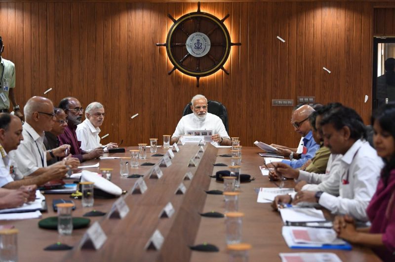 Prime Minister Narendra Modi reviewing the flood situation in Kerala at a high-level meeting. (Photo: Twitter | @PMOIndia)