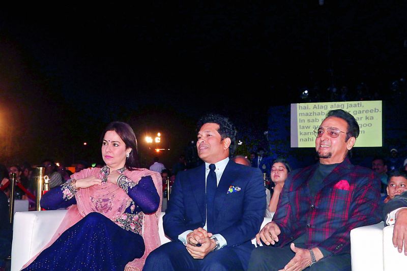 Anjali and Sachin Tendulkar with Gulshan Grover