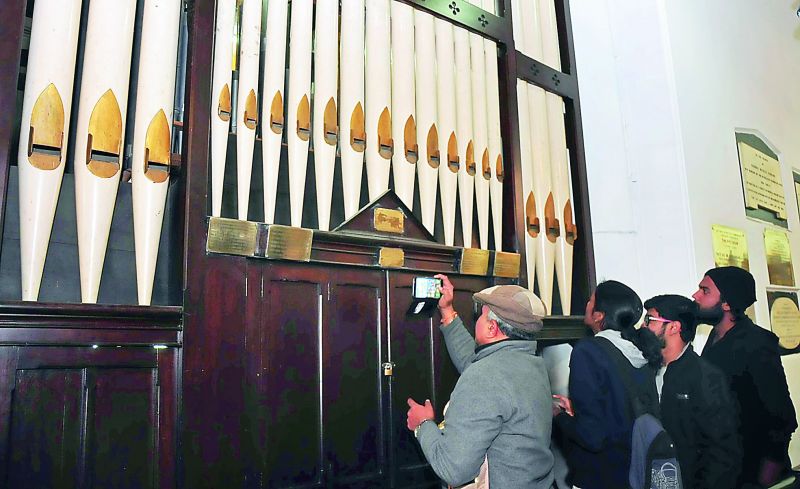 The pipe organ at St John's church.