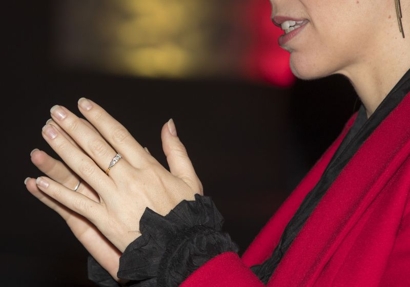 New Zealand Prime Minister Jacinda Ardern gestures as she shows her engagement ring during a media event in Auckland, New Zealand. (Photo:AP)