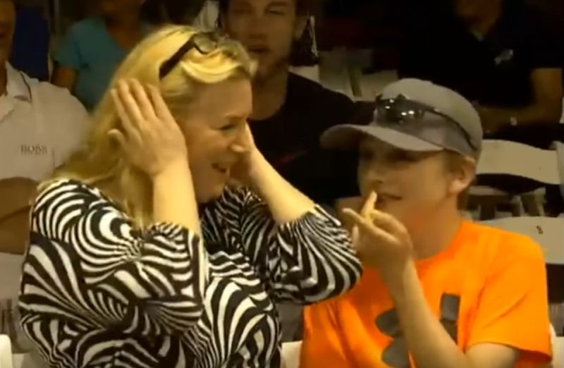A woman spectator at that point jokingly urged a young boy to place his hands over his ears. (Photo: Screengrab)