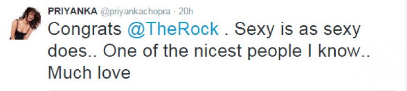 Priyanka Chopra is ecstatic about Dwayne Johnson's sexiest man alive' tag