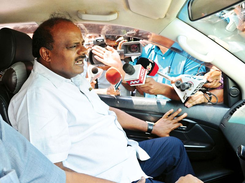 JD(S) President H D Kumaraswamy leaves after appearing before Lokayukta SIT in Bengaluru on Thursday