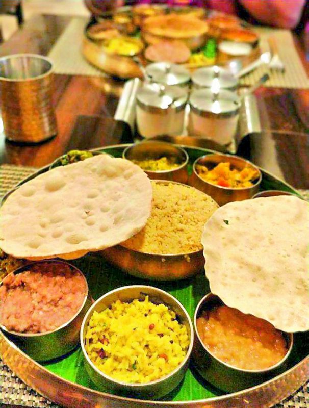 A millets thali, where the pulihora too is made of millets