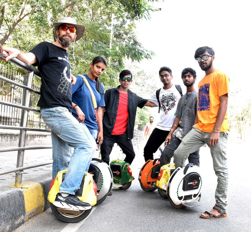 City youngsters and unicycle users Freeman Murray, Dolly, Dorjee, Vinay, Shan and Ravi vouch by the trend in this specially shot photograph. 
