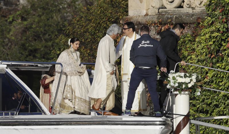 Guests attend the wedding of Indian Bollywood stars Deepika Padukone and Ranveer Singh at the Villa Balbianello in Lenno, Como lake, northern Italy on Wednesday. (Photo: AP)
