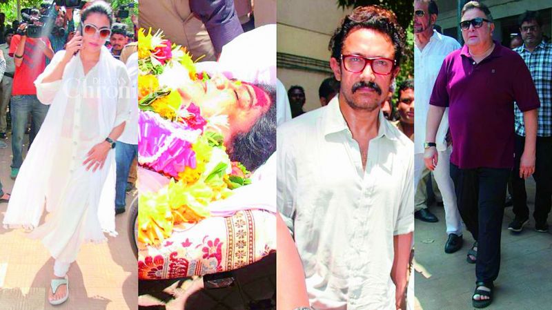 Aamir Khan who has been busy preparing for his role in Thugs of Hindostan managed to not only go to Reema Lagoo's house but also attended the funeral with his wife Kiran Rao. 