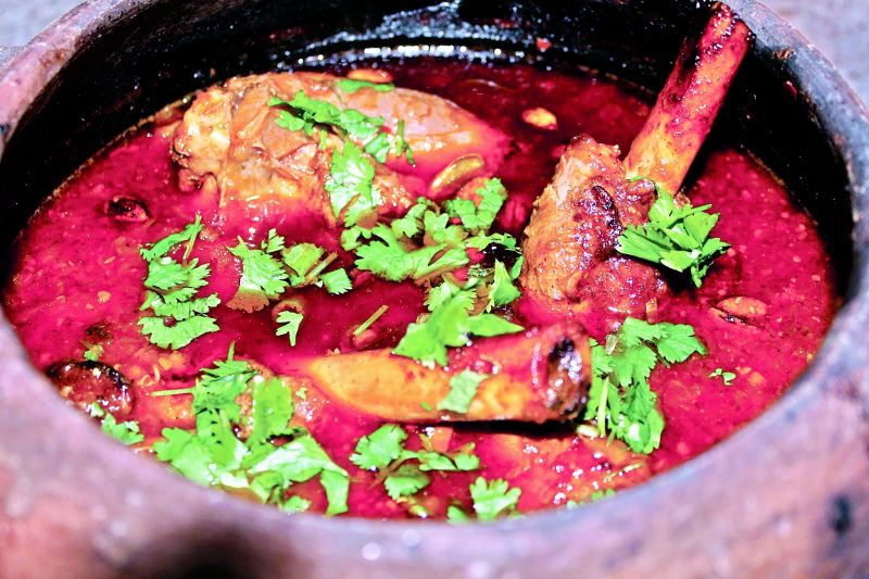 Lamb curry in a pot 