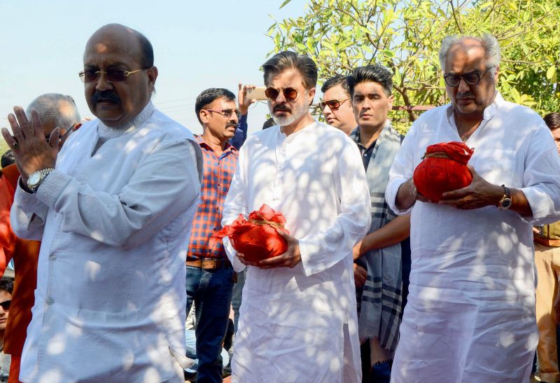 Emotional goodbye: Boney and Anil Kapoor perform Sridevi's Ashti Visarjan in Haridwar