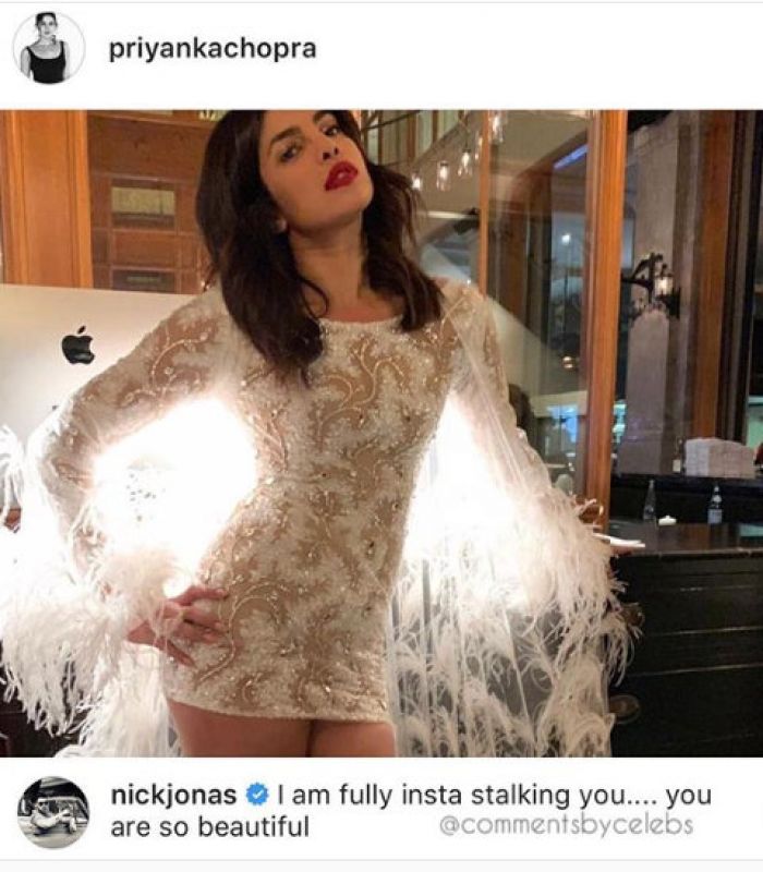 Nick Jonas's comment on Priyanka Chopra's photo.