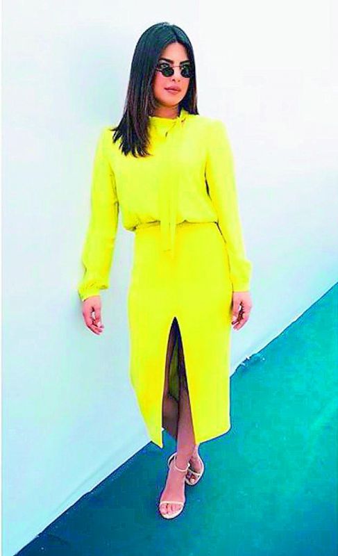 Style diva Priyanka Chopra sporting a neon outfit.