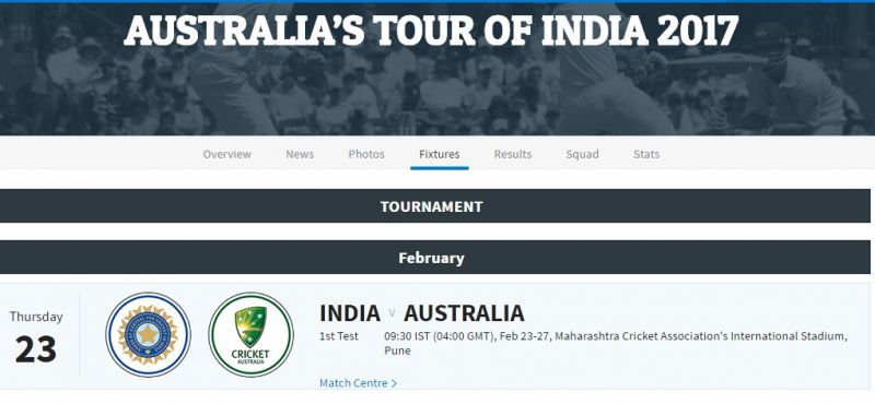 India will host Australia in Pune for the opening Test of the four-match series. (Photo: Screengrab from BCCI website)